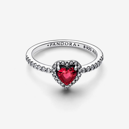 Pandora Timeless Sparkling Elevated Red Heart Ring Size 7