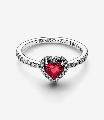 Pandora Timeless Sparkling Elevated Red Heart Ring Size 7
