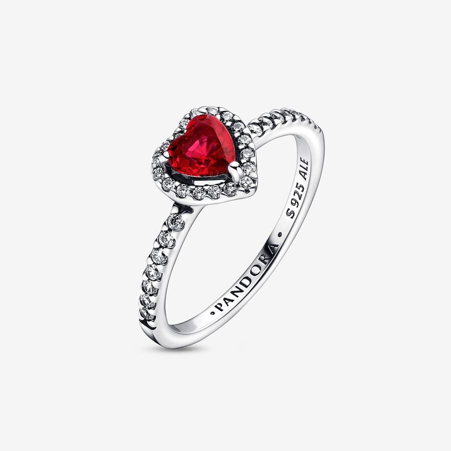 Pandora Timeless Sparkling Elevated Red Heart Ring Size 7