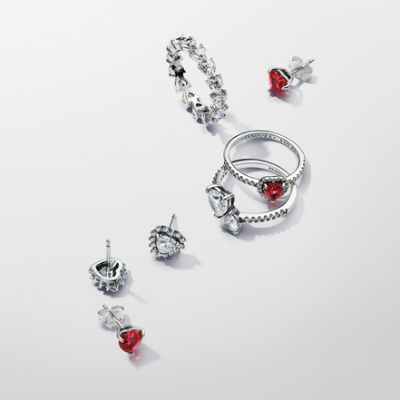 Pandora Timeless Sparkling Elevated Red Heart Ring Size 7