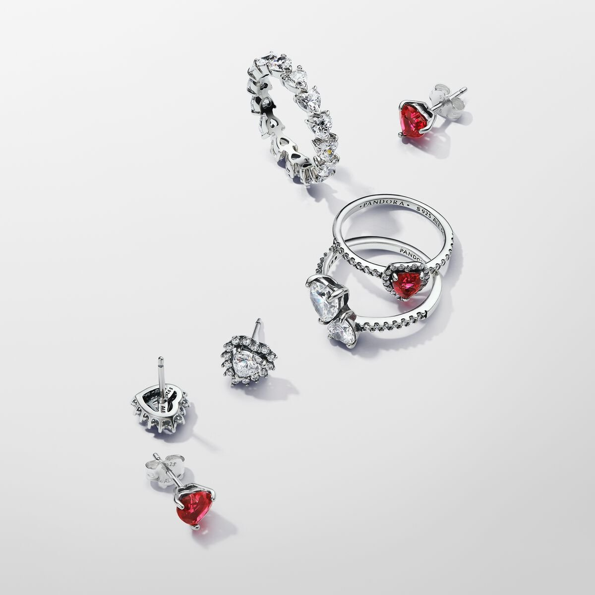 Pandora Timeless Sparkling Elevated Red Heart Ring Size 7