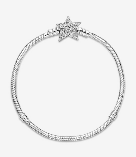 Pandora Moments Asymmetric Star Clasp Snake Chain Bracelet Size 19