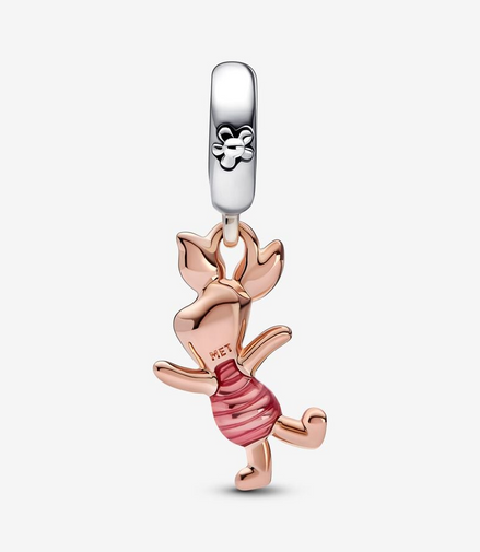 Pandora X Disney Sterling Silver And 14K Rose Gold-Plated Winnie the Pooh Piglet Dangle Charm