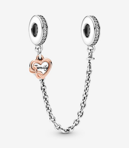Pandora Moments Family Heart Safety Chain Charm