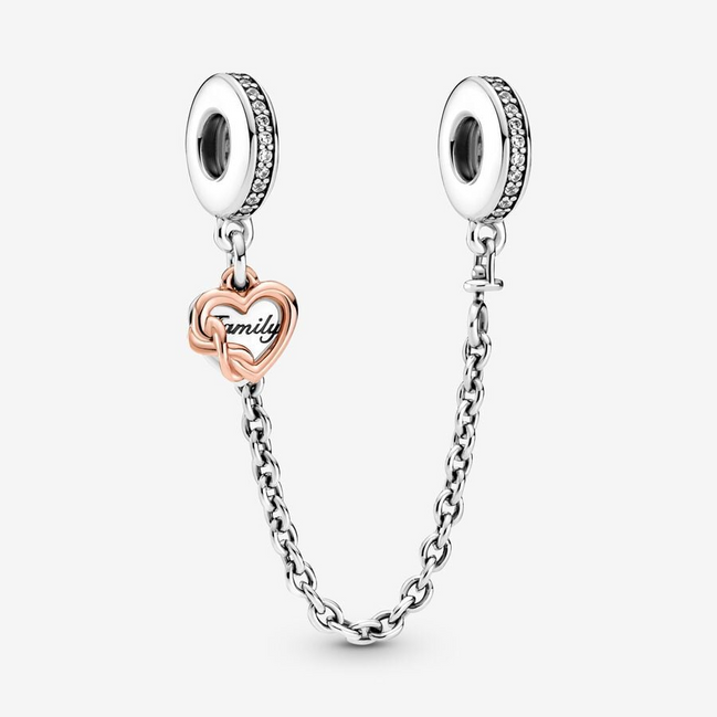 Pandora Moments Family Heart Safety Chain Charm