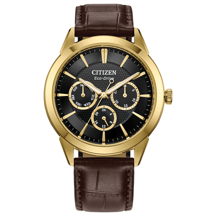 Citizen Men's Classic Rolan Black Dial Brown Leather Strap Watch