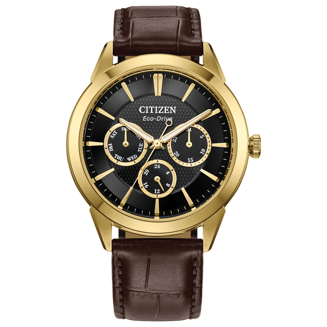 Citizen Men's Classic Rolan Black Dial Brown Leather Strap Watch