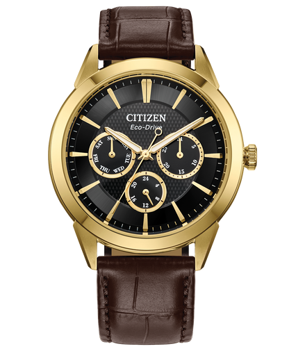 Citizen Men's Classic Rolan Black Dial Brown Leather Strap Watch