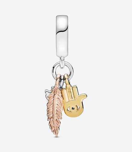 Pandora Moments Hamsa, All-seeing Eye & Feather Spirituality Dangle Charm
