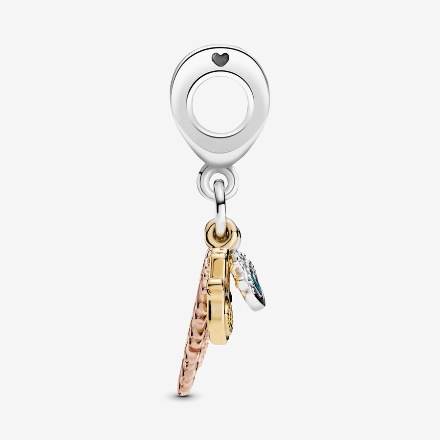 Pandora Moments Hamsa, All-seeing Eye & Feather Spirituality Dangle Charm