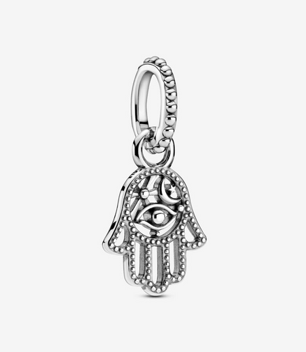 Pandora Moments Silver Beaded Protective Hamsa Hand Dangle Charm