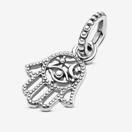 Pandora Moments Silver Beaded Protective Hamsa Hand Dangle Charm