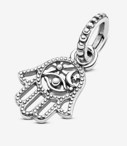 Pandora Moments Silver Beaded Protective Hamsa Hand Dangle Charm