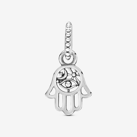 Pandora Moments Silver Beaded Protective Hamsa Hand Dangle Charm