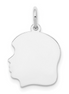 Engravable 14kw Girl Head Charm Pendant