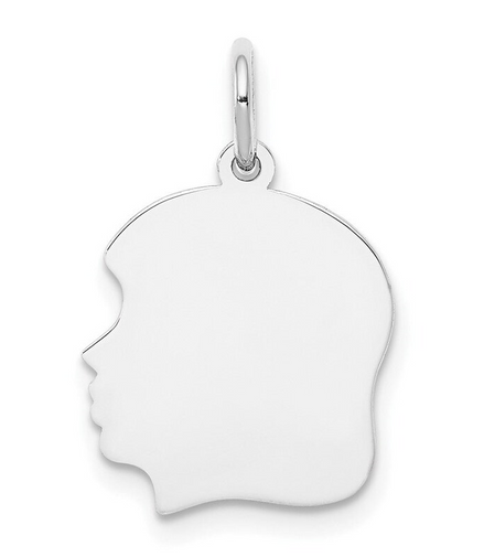 Engravable 14kw Girl Head Charm Pendant