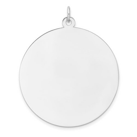 Engravable Sterling Silver  Rhodium Plated Disc