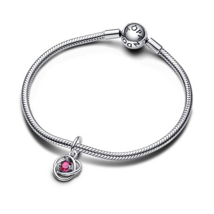 Pandora Moments October Pink Eternity Circle Dangle Charm