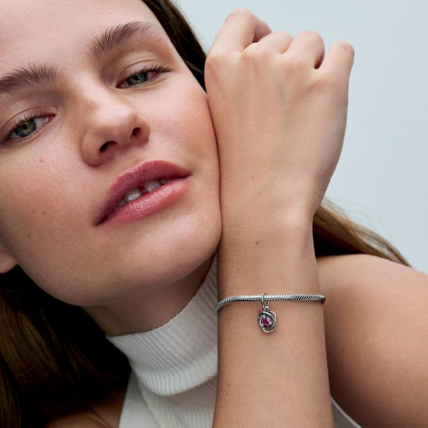 Pandora Moments October Pink Eternity Circle Dangle Charm