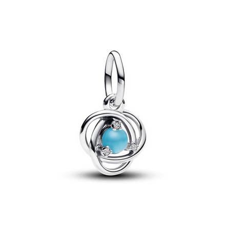 Pandora Moments December Turquoise Blue Eternity Circle Dangle Charm