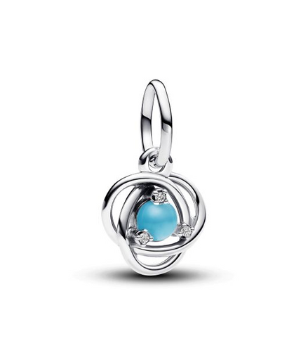 Pandora Moments December Turquoise Blue Eternity Circle Dangle Charm