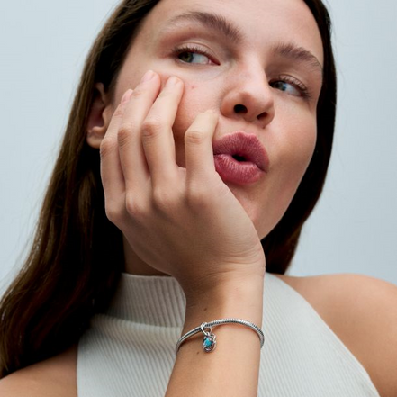 Pandora Moments December Turquoise Blue Eternity Circle Dangle Charm