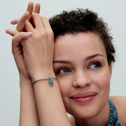 Pandora Moments Blue Murano Glass Elephant Dangle Charm