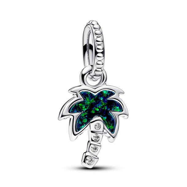 Pandora Moments Opalescent Green Palm Tree Dangle Charm