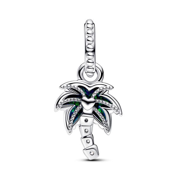 Pandora Moments Opalescent Green Palm Tree Dangle Charm