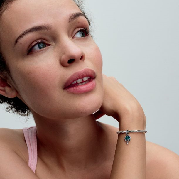 Pandora Moments Opalescent Green Palm Tree Dangle Charm