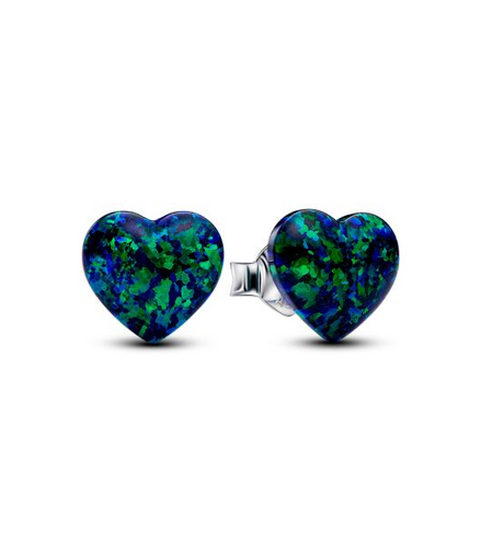 Pandora Moments Opalescent Green Heart Stud Earrings