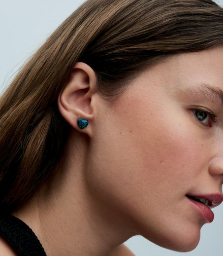 Pandora Moments Opalescent Green Heart Stud Earrings
