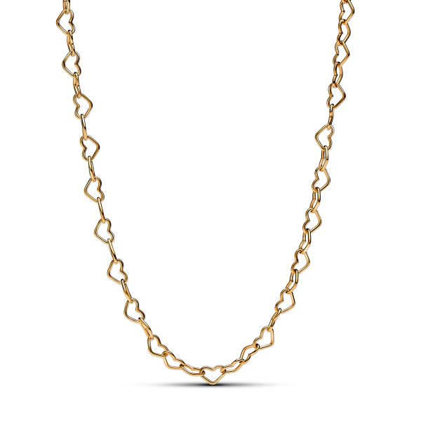 Pandora Essence Linked Hearts Gold-Plated Collier Necklace 45 cm