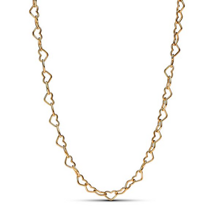 Pandora Essence Linked Hearts Gold-Plated Collier Necklace 45 cm