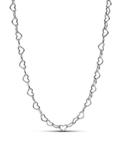 Pandora Moments Silver Linked Hearts Collier Necklace 45 cm