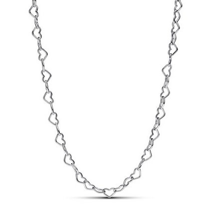 Pandora Moments Silver Linked Hearts Collier Necklace 45 cm