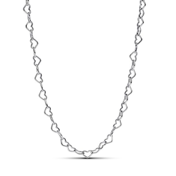 Pandora Moments Silver Linked Hearts Collier Necklace 45 cm