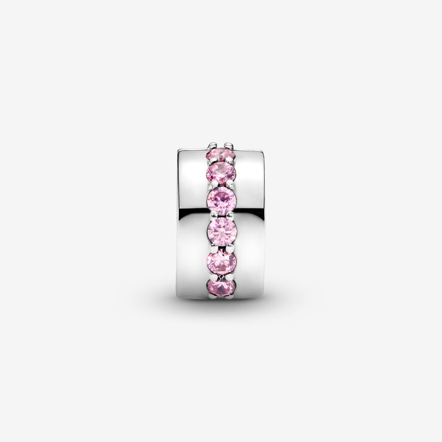 Pandora Moments Pink Sparkling Row Clip Charm