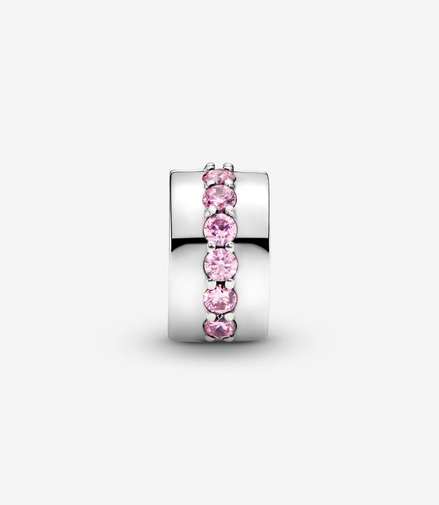 Pandora Moments Pink Sparkling Row Clip Charm