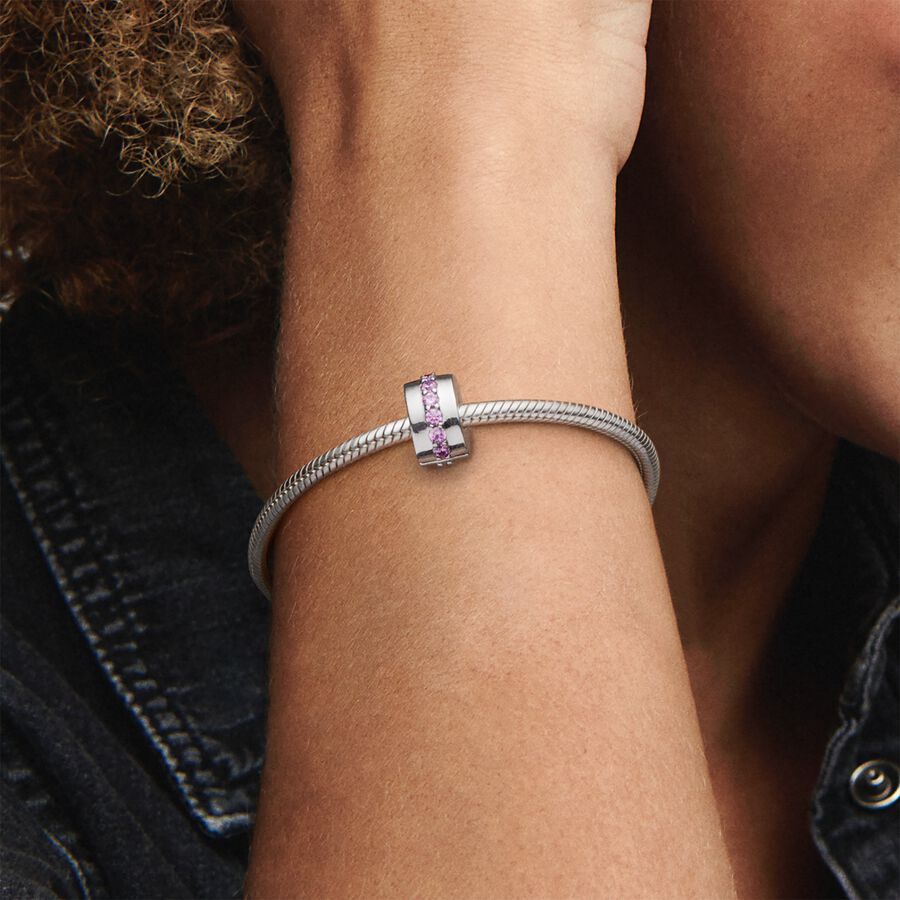 Pandora Moments Pink Sparkling Row Clip Charm