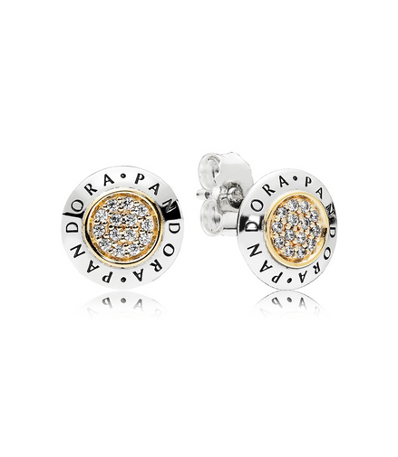 Pandora Signature Two-Tone Logo Stud Earrings