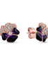Pandora Moments Rose And Deep Purple Pansy Flower Stud Earrings