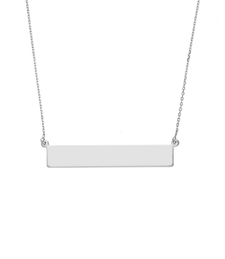 Sterling Silver Engravable 18" Bar Necklace