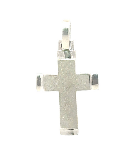 14K White Gold Sand Blast Cross Charm