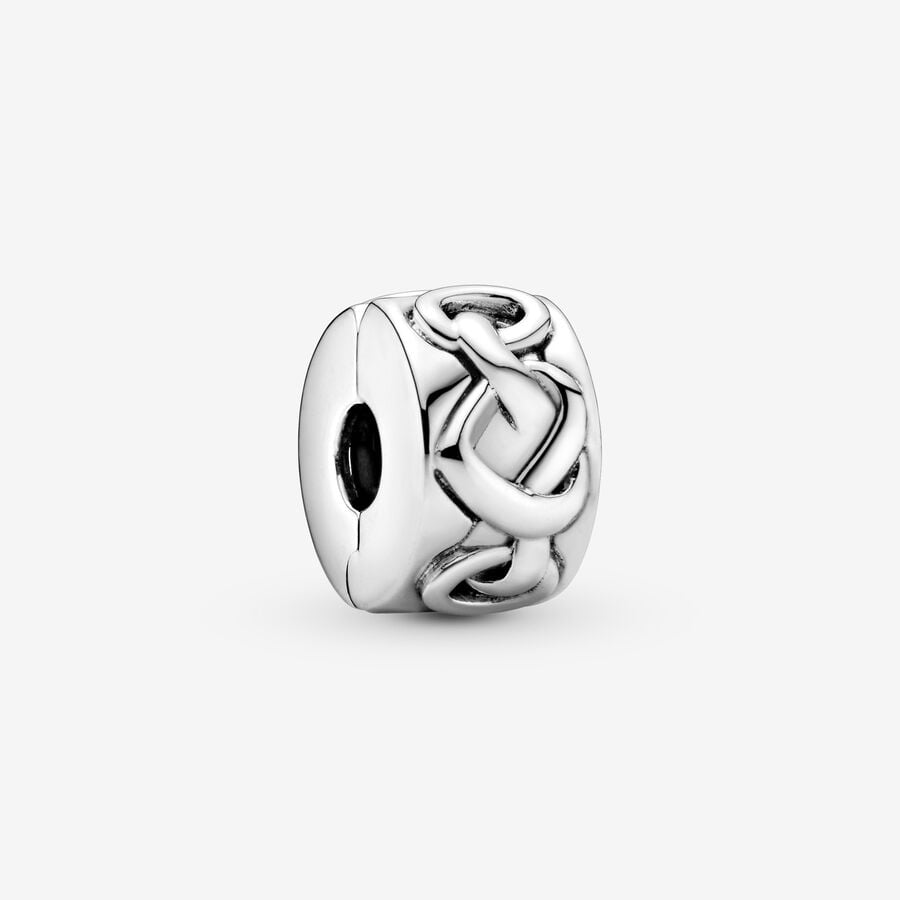 Pandora Moments Silver Knotted Hearts Clip Charm
