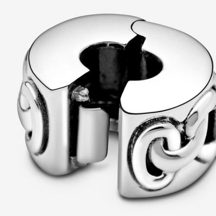Pandora Moments Silver Knotted Hearts Clip Charm