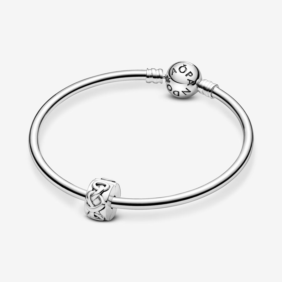 Pandora Moments Silver Knotted Hearts Clip Charm