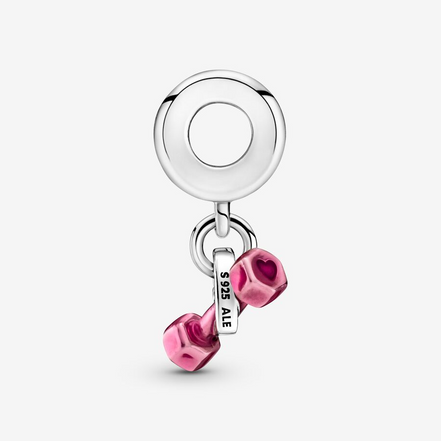 Pandora Moments Silver Dumbbell & Heart Dangle Charm