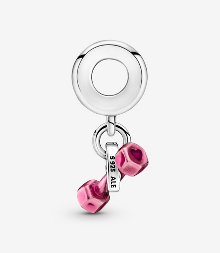 Pandora Moments Silver Dumbbell & Heart Dangle Charm