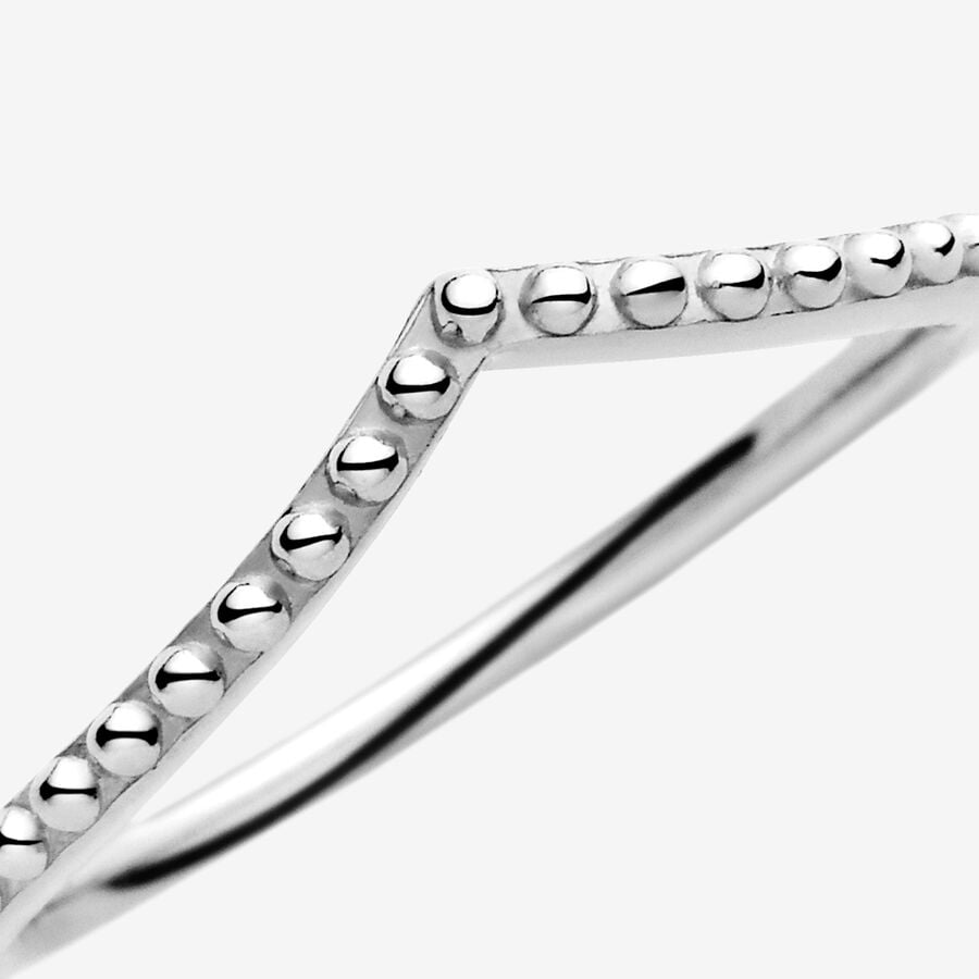 Pandora Timeless Beaded Wishbone Ring Size 7.5